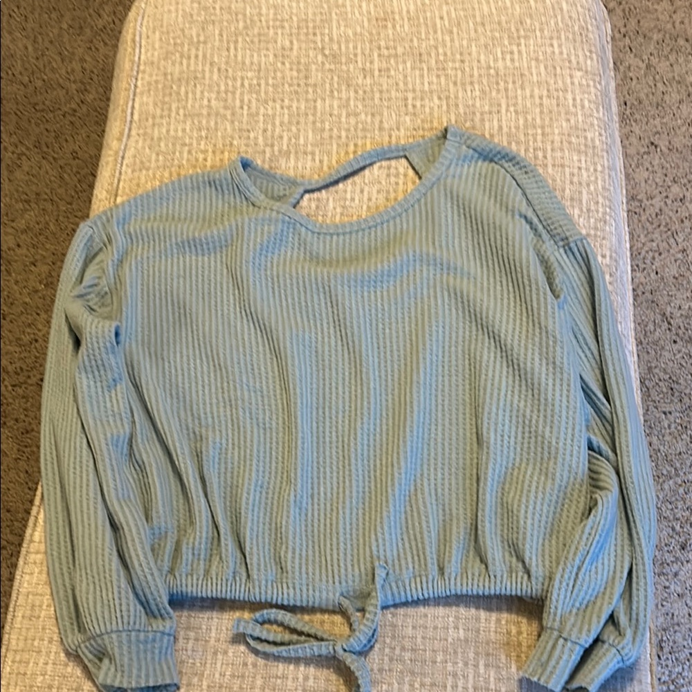 Hollister Women's sage green Long Sleeve Top